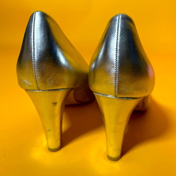 Silver Faux Leather Pumps - Picture 4 of 10
